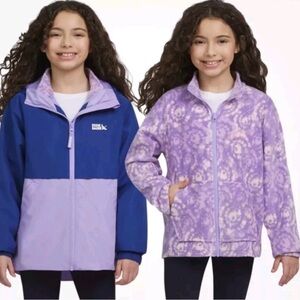 Eddie Bauer Kids' 3 in 1 Rain Jacket in Violet and Lavender NWT